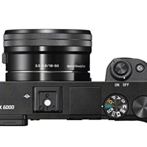 Sony Alpha a6000 Mirrorless Digitial Camera 24.3MP SLR Camera with 3.0-Inch LCD (Black) w/ 16-50mm Power Zoom Lens (Renewed)