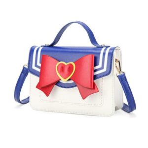 sailor moon inspired anime purse cosplay top-handle handbag small shoulder crossbody messenger bag for women girls (blue)