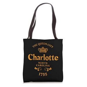 charlotte, nc the queen city 1755 vintage retro tote bag