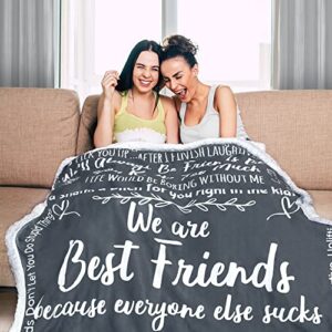 luxe extreme funny best friend throw blanket, funny birthday gifts for women, unique fun gag friendship gifts, for women and bestie, bff gifts, personalized blankets