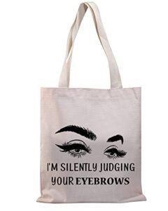 bdpwss esthetician tote bag beautician gift i’m silently judging your eyebrows funny esthetician supplies bag (judging eyebrows tg)