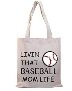 bdpwss baseball tote bag for women baseball mom gift baseball player gift living that baseball mom life canvas bag (mom life baseball tg)
