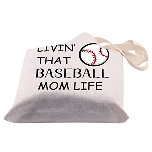 BDPWSS Baseball Tote Bag For Women Baseball Mom Gift Baseball Player Gift Living That Baseball Mom Life Canvas Bag (Mom life baseball TG)