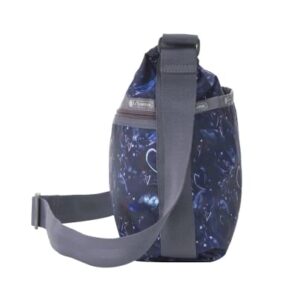 LeSportsac Venus Rising Large Hobo Crossbody Bag, Style 3710/Color E451, Ethereal Outer Space Graphic, Purple, Aqua & Pink Abstract Hearts, Stars & Comets, Celestial Goddess of Love, Large Carryall