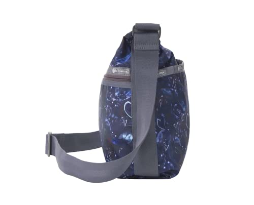 LeSportsac Venus Rising Large Hobo Crossbody Bag, Style 3710/Color E451, Ethereal Outer Space Graphic, Purple, Aqua & Pink Abstract Hearts, Stars & Comets, Celestial Goddess of Love, Large Carryall