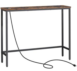 elyken console tables for entryway with power outlet, narrow 39.4”long sofa table for living room, entrance foyer hallway table, behind couch table skinny, home essential decor