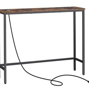 ELYKEN Console Tables for Entryway with Power Outlet, Narrow 39.4”Long Sofa Table for Living Room, Entrance Foyer Hallway Table, Behind Couch Table Skinny, Home Essential Decor