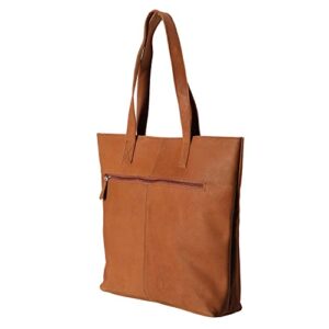 FLORIANA Genuine Leather Purse Large Leather Tote Bag Women's Shoulder Bag - Cognac
