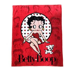 midsouth products betty boop throw blanket 50”x60” – red with silhouettes, pink, king (bb6402)
