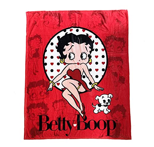 Midsouth Products Betty Boop Throw Blanket 50''x60'' - Red with Silhouettes, Pink, King (BB6402)