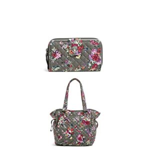 vera bradley recycled cotton turnlock wallet with rfid protection, hope blooms withrecycled cotton glenna satchel purse, hope blooms