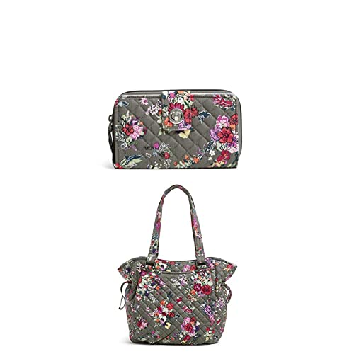 Vera Bradley Recycled Cotton Turnlock Wallet with RFID Protection, Hope Blooms withRecycled Cotton Glenna Satchel Purse, Hope Blooms