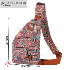 Women's Floral Small Sling Bag Anti Theft Travel purse Bag Crossbody Chest Shoulder Bag XB-16 (HS)