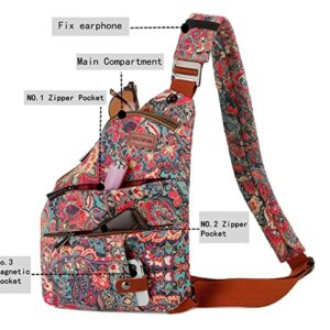 Women's Floral Small Sling Bag Anti Theft Travel purse Bag Crossbody Chest Shoulder Bag XB-16 (HS)