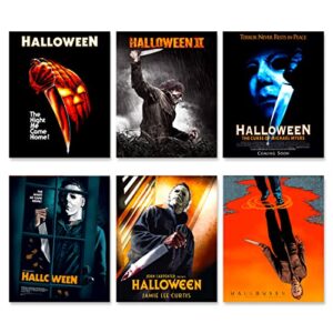 dianying horror movie poster – set of 6 canvas halloween poster scream poster for bedroom living room dorm 8x10” unframed halloween kills poster pack gift for fans of michael, 8 x 10 inch