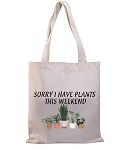 bdpwss plant canvas tote bag crazy plant lady gift sorry i have plants this weekend plant lover shoulder bag (have plants tg)