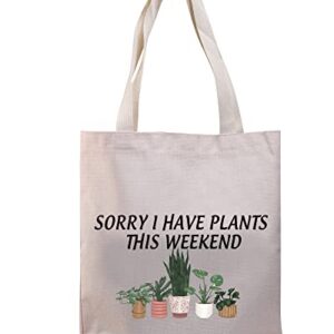 BDPWSS Plant Canvas Tote Bag Crazy Plant Lady Gift Sorry I Have Plants This Weekend Plant Lover Shoulder bag (Have plants TG)