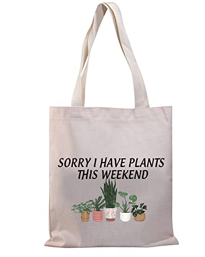 BDPWSS Plant Canvas Tote Bag Crazy Plant Lady Gift Sorry I Have Plants This Weekend Plant Lover Shoulder bag (Have plants TG)