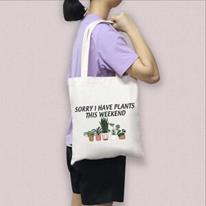 BDPWSS Plant Canvas Tote Bag Crazy Plant Lady Gift Sorry I Have Plants This Weekend Plant Lover Shoulder bag (Have plants TG)