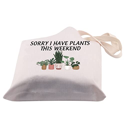 BDPWSS Plant Canvas Tote Bag Crazy Plant Lady Gift Sorry I Have Plants This Weekend Plant Lover Shoulder bag (Have plants TG)