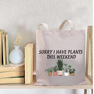 BDPWSS Plant Canvas Tote Bag Crazy Plant Lady Gift Sorry I Have Plants This Weekend Plant Lover Shoulder bag (Have plants TG)