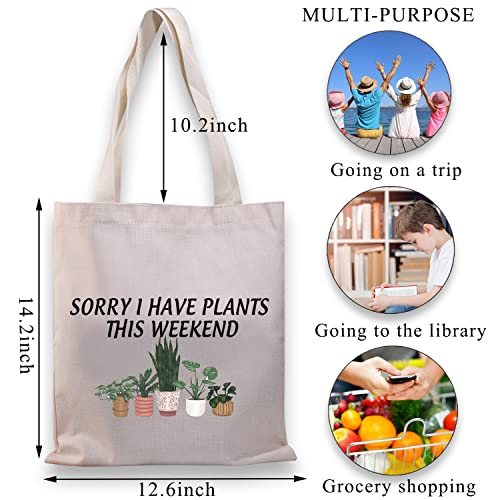 BDPWSS Plant Canvas Tote Bag Crazy Plant Lady Gift Sorry I Have Plants This Weekend Plant Lover Shoulder bag (Have plants TG)