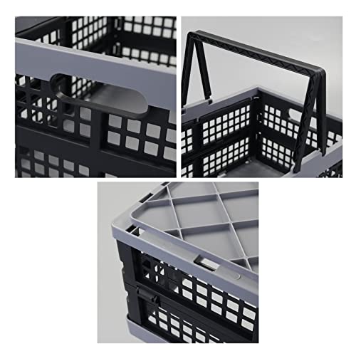 Fiazony 2-Pack Plastic Collapsible Storage Crate, 15 L Folding Shopping Basket with Handles