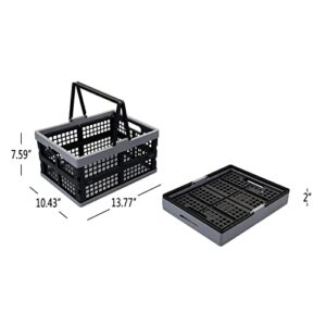 Fiazony 2-Pack Plastic Collapsible Storage Crate, 15 L Folding Shopping Basket with Handles