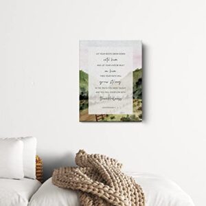 Bible Verse Canvas Print Decor Let Your Roots Grow Down Colossians 2:7 Wall Painting Posters Artwork 12”X15” Watercolor Home Office Decoration (Framed)