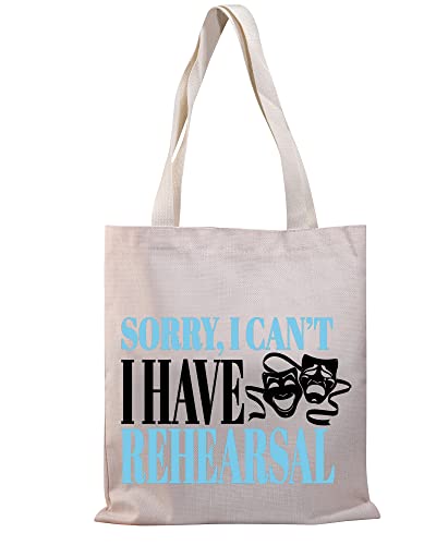 BDPWSS Theater Tote Bag Drama Actor Actress Gift Comedy Tragedy Mask Gift Sorry i Can't i Have Rehearsal Bag (I Have Rehearsal TG)