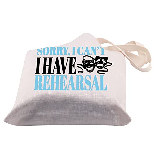 BDPWSS Theater Tote Bag Drama Actor Actress Gift Comedy Tragedy Mask Gift Sorry i Can't i Have Rehearsal Bag (I Have Rehearsal TG)