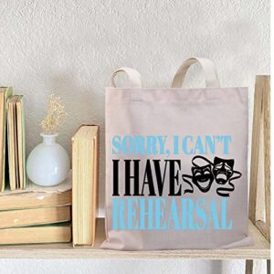 BDPWSS Theater Tote Bag Drama Actor Actress Gift Comedy Tragedy Mask Gift Sorry i Can't i Have Rehearsal Bag (I Have Rehearsal TG)