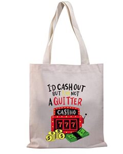 bdpwss casino tote bag funny gambler gift casino lover gift i’d cash out but i’m not a quitter slot machine gambling pouch (not quitter tg)