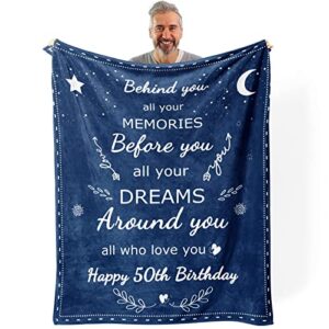 happy 50th birthday gifts for men women blanket 1973 50th birthday decorations 50 years old gift for husband wife dad mom back in 1973 flannel fleece soft throw blanket for bed sofa 60×50 inches