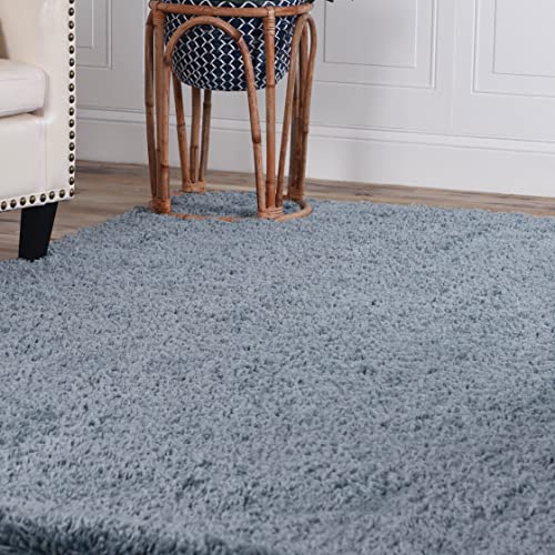 SUPERIOR Indoor Large Shag Area Rug with Cotton Backing, Ultra Plush and Soft, Fuzzy Rugs for Living Room, Bedroom, Office, Playroom, Kids, Home Floor Decor, Berlin Collection, 8' X 10', Blue