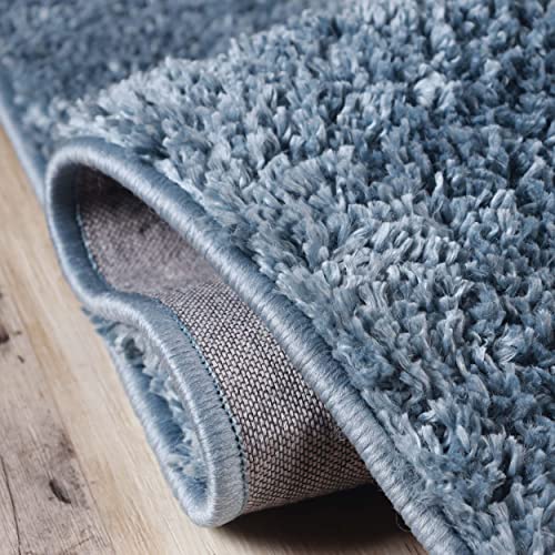 SUPERIOR Indoor Large Shag Area Rug with Cotton Backing, Ultra Plush and Soft, Fuzzy Rugs for Living Room, Bedroom, Office, Playroom, Kids, Home Floor Decor, Berlin Collection, 8' X 10', Blue