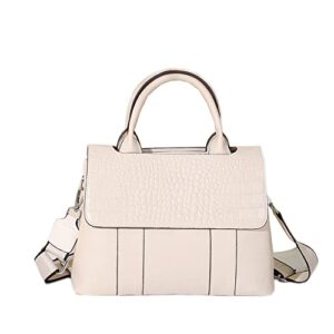 genuine leather women’s fashion handbags convertible satchel handbag cross-body shoulder bags (off-white)