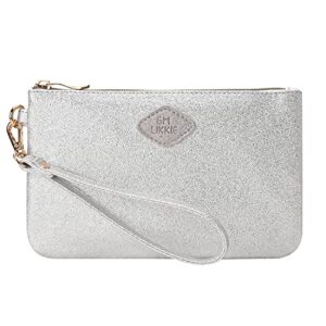 gm likkie wristlet purse for women, clutch purse beach bag for summer (silver)