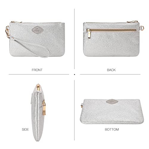 GM LIKKIE Wristlet Purse for Women, Clutch Purse Beach Bag for Summer (Silver)