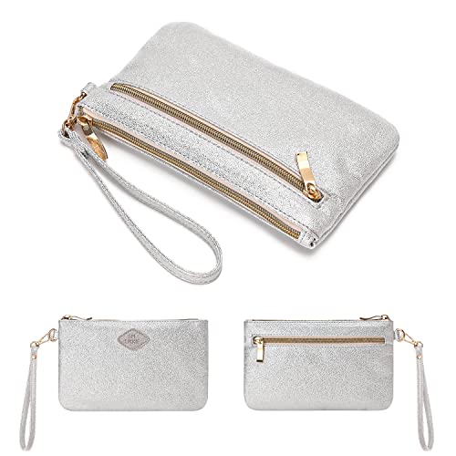 GM LIKKIE Wristlet Purse for Women, Clutch Purse Beach Bag for Summer (Silver)