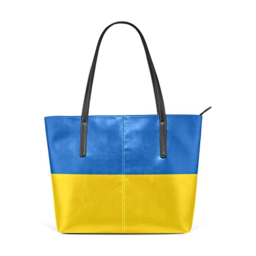 ODAWA Ukraine Flag Inscription Tote Handbag for Women with Zipper Big Capacity Shoulder Bag Top Handle Satchel Purse Wallet