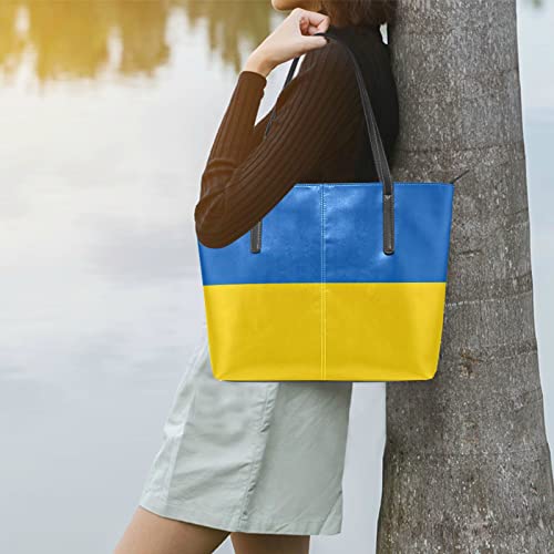 ODAWA Ukraine Flag Inscription Tote Handbag for Women with Zipper Big Capacity Shoulder Bag Top Handle Satchel Purse Wallet