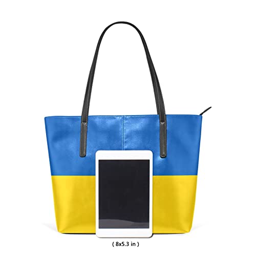 ODAWA Ukraine Flag Inscription Tote Handbag for Women with Zipper Big Capacity Shoulder Bag Top Handle Satchel Purse Wallet