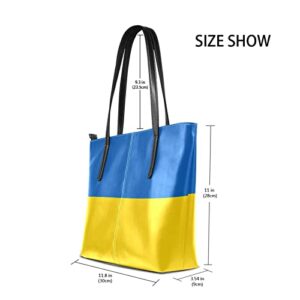 ODAWA Ukraine Flag Inscription Tote Handbag for Women with Zipper Big Capacity Shoulder Bag Top Handle Satchel Purse Wallet