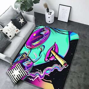 ZGH 3x5 Ft Super Soft Indoor Modern Area Rug Rugs for Living Room Bedroom Hippie Psychedelic Smokey Cool Ghost Girl 60x39 Inch Rug