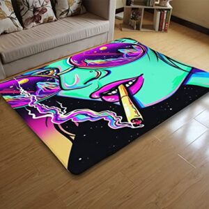 ZGH 3x5 Ft Super Soft Indoor Modern Area Rug Rugs for Living Room Bedroom Hippie Psychedelic Smokey Cool Ghost Girl 60x39 Inch Rug