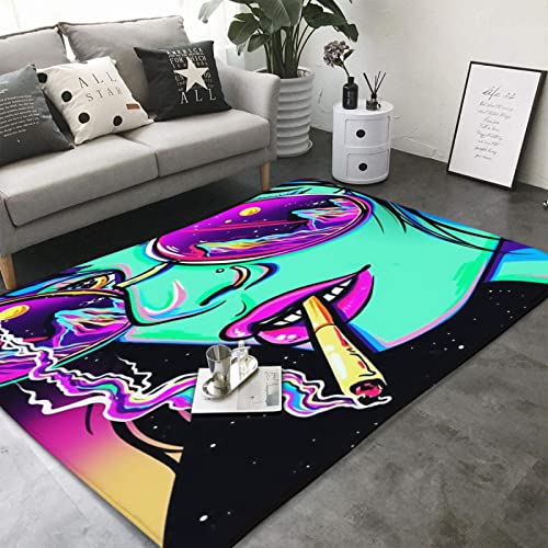 ZGH 3x5 Ft Super Soft Indoor Modern Area Rug Rugs for Living Room Bedroom Hippie Psychedelic Smokey Cool Ghost Girl 60x39 Inch Rug