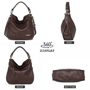 Montana West Wrangler Purses and Handbags for Women Hobo Bags Vegan Leather Crossbody Shoulder Bags Women Tote Bags WG16-1022CF Coffee