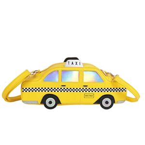 sunwel fashion 3d nyc taxi fun crossbody car shaped quicky bag shoulder handbag small odd purse for women girls (yellow)