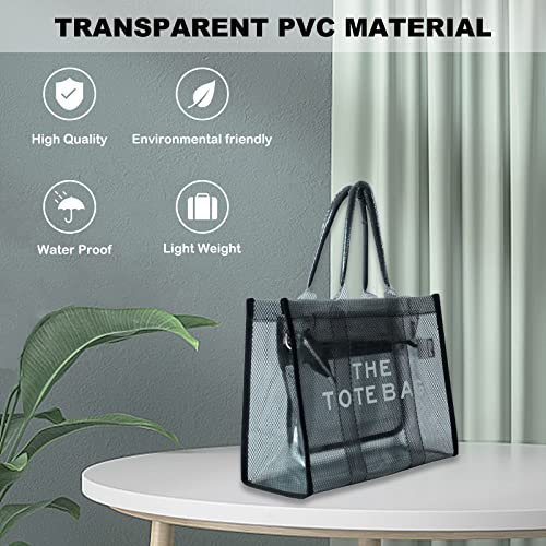 Mesh Beach Tote Womens Shoulder Handbag Crossbody Bag Fashion PVC Clear Tote Bag for Travel